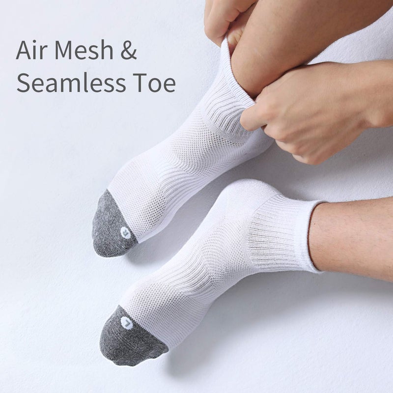 FITRELL 6 Pack Men's Athletic Ankle Socks Cushioned Sports Running Socks, Shoe Size 12-15, White - Image 4